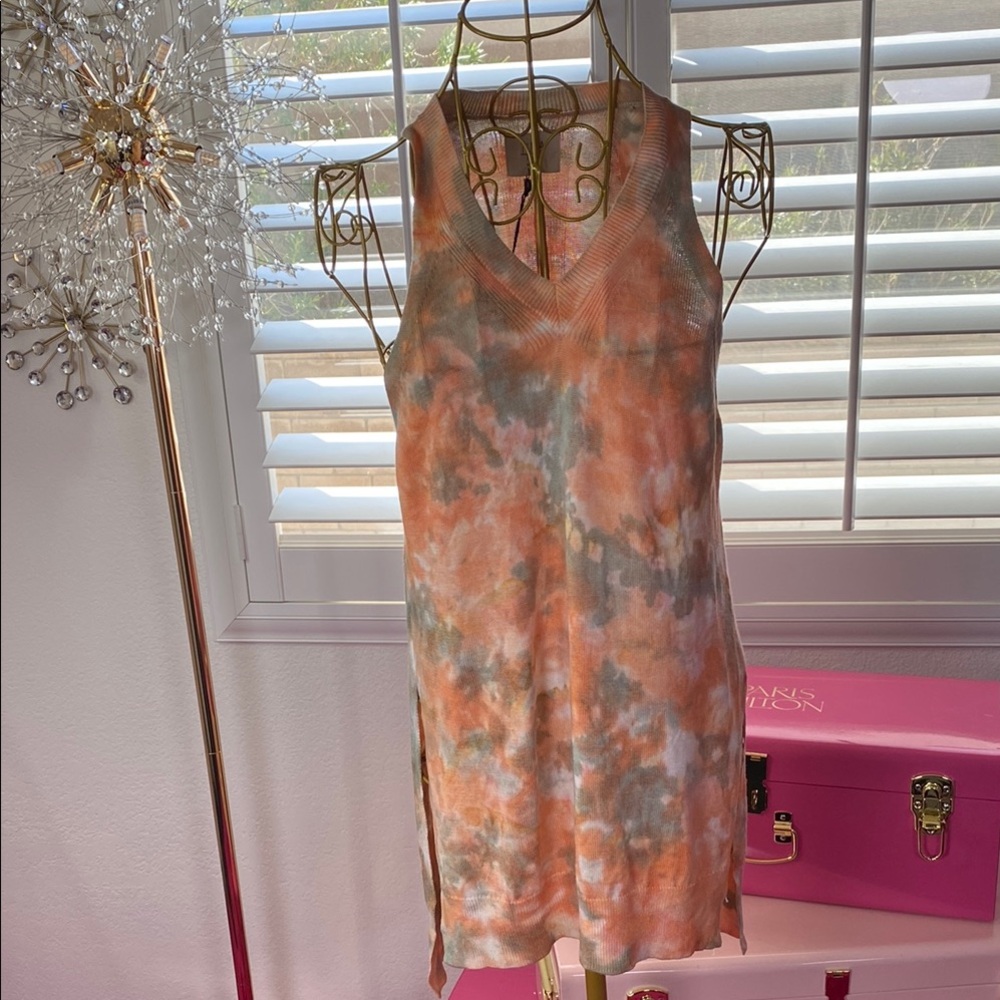 Tina Jo “Orange Cloud” Tie-Die Sleeveless Knit Tunic
